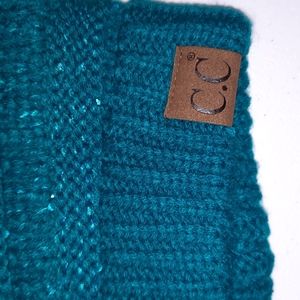 CC exclusives sequin teal messy bun beanie  NWT
